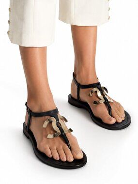 Chanel CC Logo T-Strap Thong Sandals